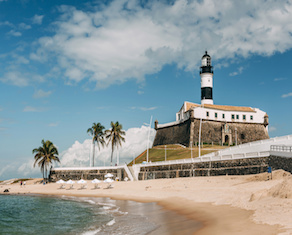 Morning on the beach near Barra lighthouse in Salvador, Brazil.